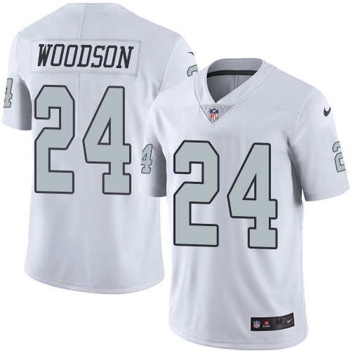 Men's Nike Oakland Raiders #24 Charles Woodson Elite White Rush Vapor Untouchable NFL Jersey