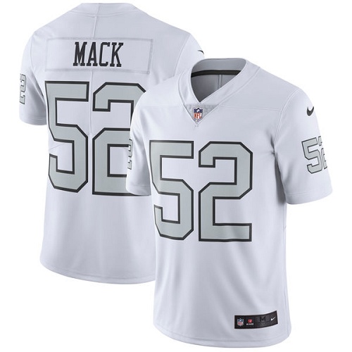 Men's Nike Oakland Raiders #52 Khalil Mack Elite White Rush Vapor Untouchable NFL Jersey