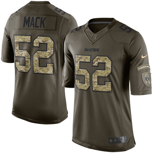 Youth Nike Oakland Raiders #52 Khalil Mack Limited Green Salute to Service NFL Jersey