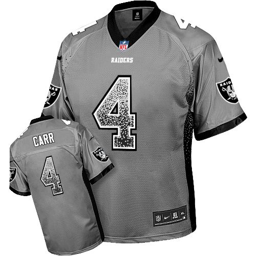 Youth Nike Oakland Raiders #4 Derek Carr Elite Grey Drift Fashion NFL Jersey