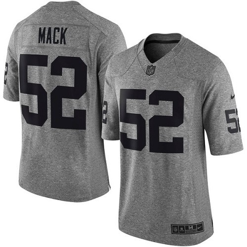 Men's Nike Oakland Raiders #52 Khalil Mack Limited Gray Gridiron NFL Jersey