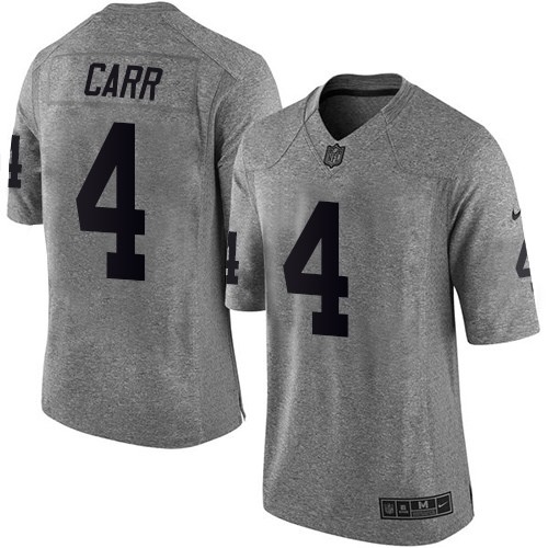 Men's Nike Oakland Raiders #4 Derek Carr Limited Gray Gridiron NFL Jersey