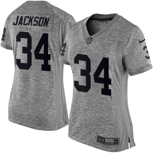 Women's Nike Oakland Raiders #34 Bo Jackson Limited Gray Gridiron NFL Jersey