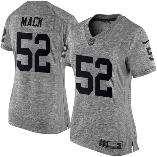 Women's Nike Oakland Raiders #52 Khalil Mack Limited Gray Gridiron NFL Jersey