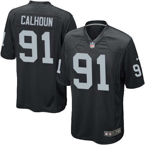 Men's Nike Oakland Raiders #91 Shilique Calhoun Game Black Team Color NFL Jersey