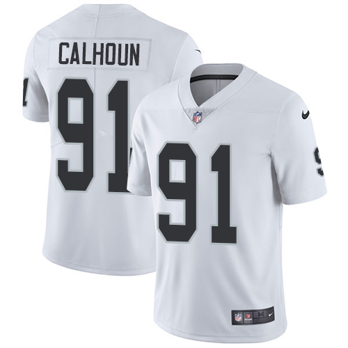 Men's Nike Oakland Raiders #91 Shilique Calhoun White Vapor Untouchable Limited Player NFL Jersey