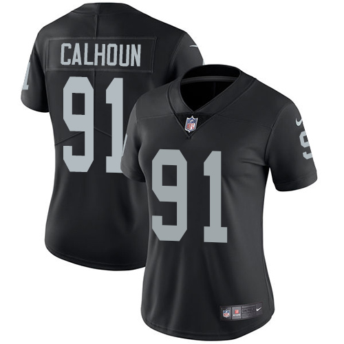 Women's Nike Oakland Raiders #91 Shilique Calhoun Black Team Color Vapor Untouchable Elite Player NFL Jersey