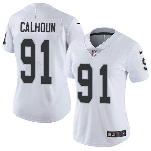 Women's Nike Oakland Raiders #91 Shilique Calhoun White Vapor Untouchable Elite Player NFL Jersey