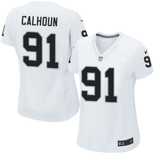 Women's Nike Oakland Raiders #91 Shilique Calhoun Game White NFL Jersey