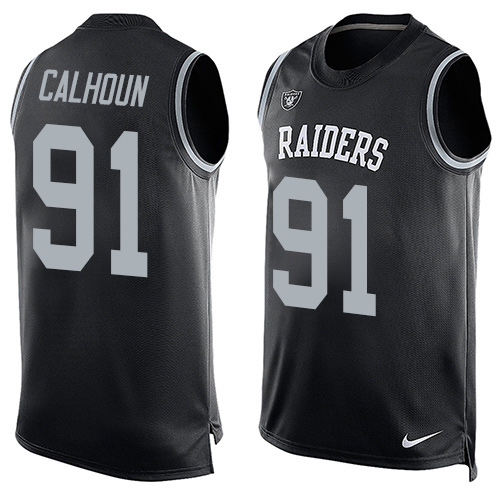 Men's Nike Oakland Raiders #91 Shilique Calhoun Limited Black Player Name & Number Tank Top NFL Jersey
