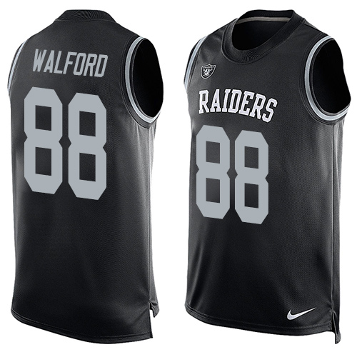 Men's Nike Oakland Raiders #88 Clive Walford Limited Black Player Name & Number Tank Top NFL Jersey