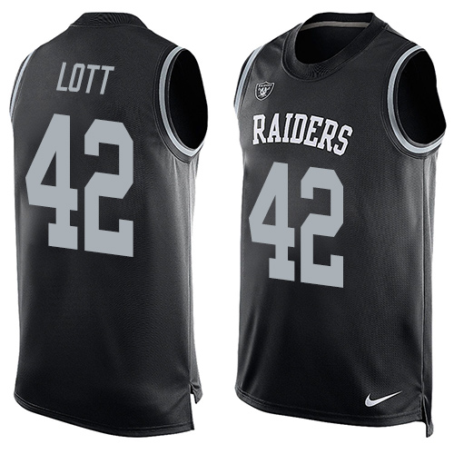 Men's Nike Oakland Raiders #42 Ronnie Lott Limited Black Player Name & Number Tank Top NFL Jersey