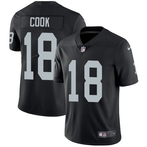 Men's Nike Oakland Raiders #18 Connor Cook Black Team Color Vapor Untouchable Limited Player NFL Jersey