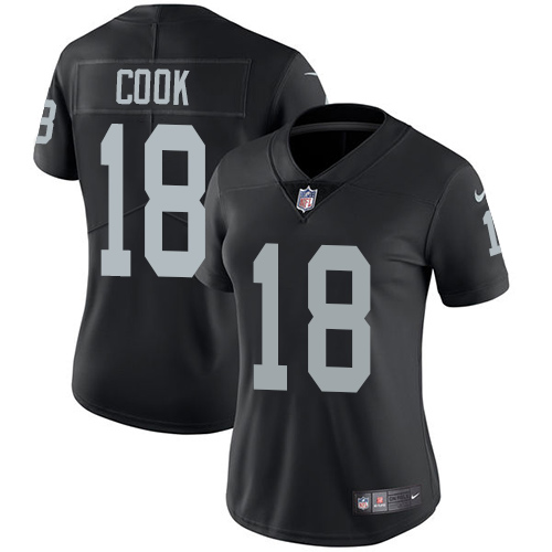 Women's Nike Oakland Raiders #18 Connor Cook Black Team Color Vapor Untouchable Limited Player NFL Jersey