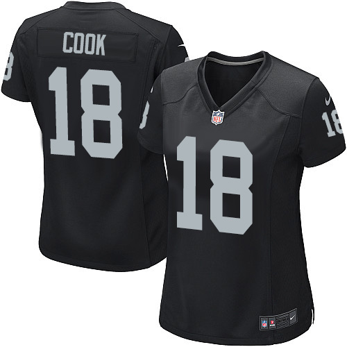 Women's Nike Oakland Raiders #18 Connor Cook Game Black Team Color NFL Jersey