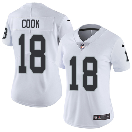 Women's Nike Oakland Raiders #18 Connor Cook White Vapor Untouchable Limited Player NFL Jersey
