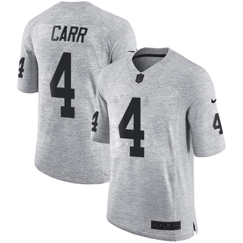 Men's Nike Oakland Raiders #4 Derek Carr Limited Gray Gridiron II NFL Jersey