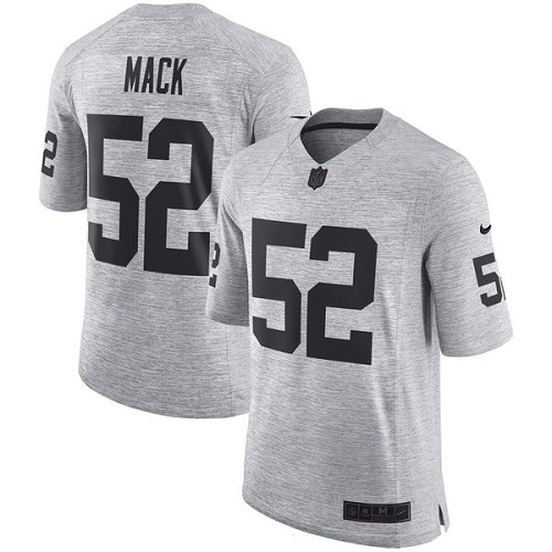 Men's Nike Oakland Raiders #52 Khalil Mack Limited Gray Gridiron II NFL Jersey