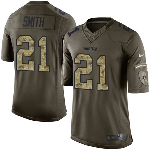 Youth Nike Oakland Raiders #21 Sean Smith Elite Green Salute to Service NFL Jersey