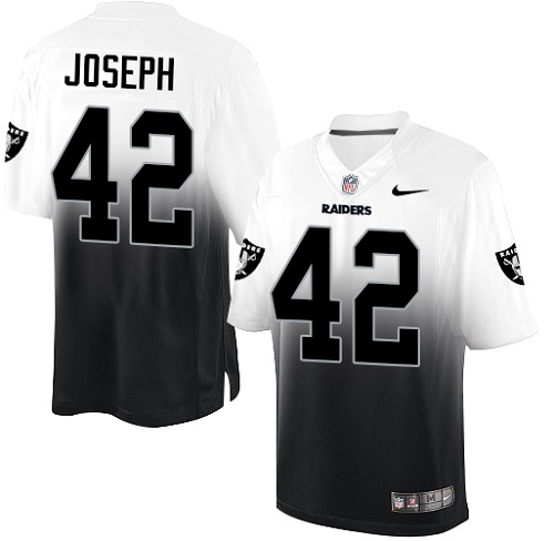 Men's Nike Oakland Raiders #42 Karl Joseph Elite White/Black Fadeaway NFL Jersey