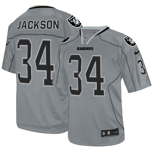 Men's Nike Oakland Raiders #34 Bo Jackson Elite Lights Out Grey NFL Jersey
