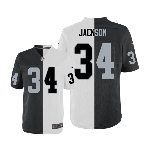 Men's Nike Oakland Raiders #34 Bo Jackson Elite Black/White Split Fashion NFL Jersey