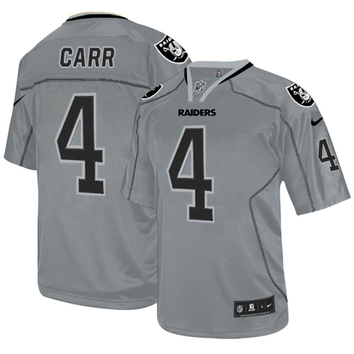 Men's Nike Oakland Raiders #4 Derek Carr Elite Lights Out Grey NFL Jersey