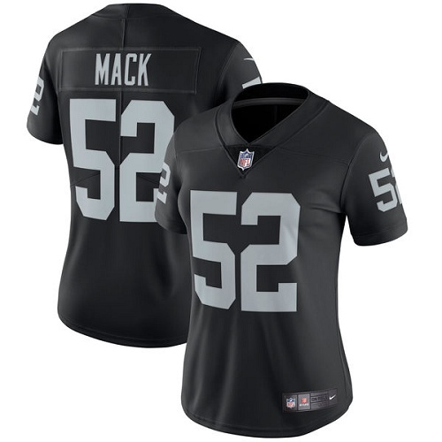 Women's Nike Oakland Raiders #52 Khalil Mack Black Team Color Vapor Untouchable Elite Player NFL Jersey