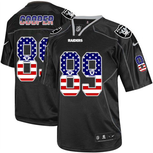 Men's Nike Oakland Raiders #89 Amari Cooper Elite Black USA Flag Fashion NFL Jersey