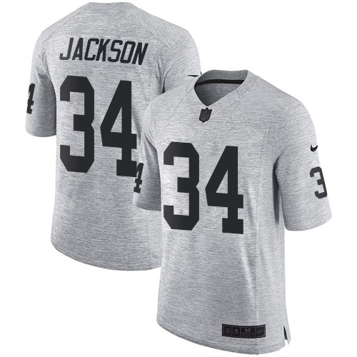 Men's Nike Oakland Raiders #34 Bo Jackson Limited Gray Gridiron II NFL Jersey