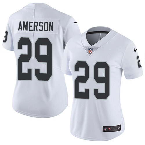 Women's Nike Oakland Raiders #29 David Amerson White Vapor Untouchable Elite Player NFL Jersey