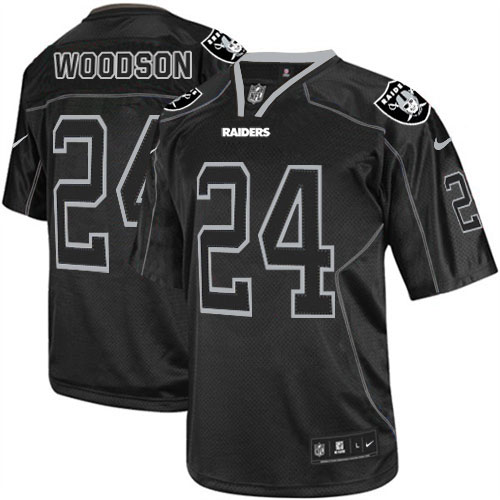 Men's Nike Oakland Raiders #24 Charles Woodson Elite Lights Out Black NFL Jersey
