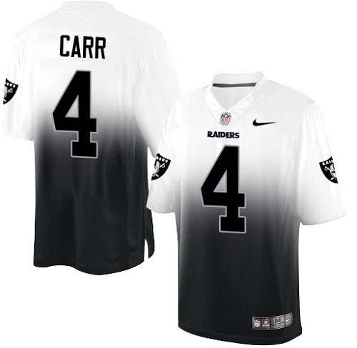 Men's Nike Oakland Raiders #4 Derek Carr Elite White/Black Fadeaway NFL Jersey