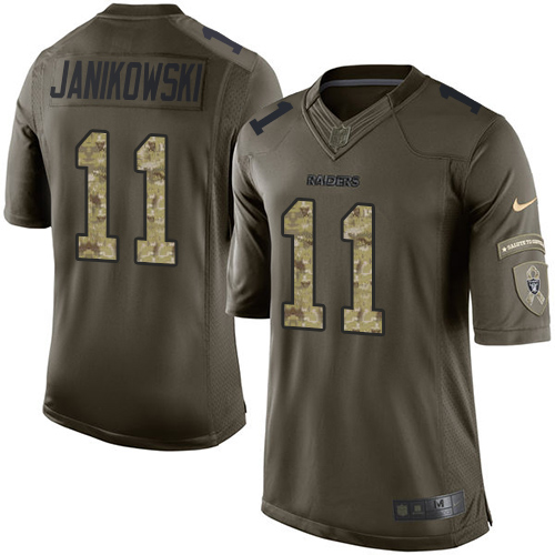 Men's Nike Oakland Raiders #11 Sebastian Janikowski Limited Green Salute to Service NFL Jersey