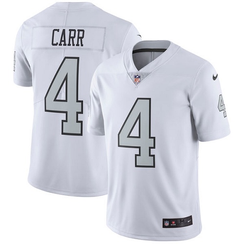 Men's Nike Oakland Raiders #4 Derek Carr Elite White Rush Vapor Untouchable NFL Jersey