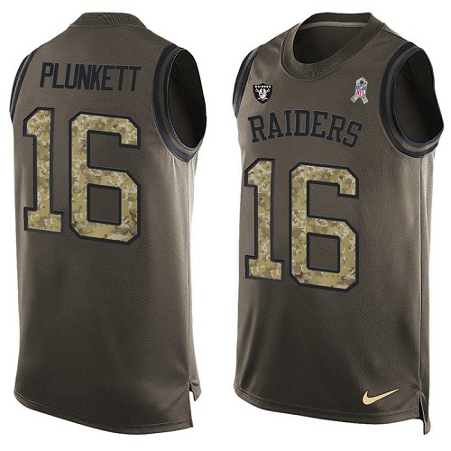 Men's Nike Oakland Raiders #16 Jim Plunkett Limited Green Salute to Service Tank Top NFL Jersey