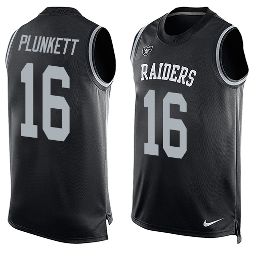 Men's Nike Oakland Raiders #16 Jim Plunkett Limited Black Player Name & Number Tank Top NFL Jersey