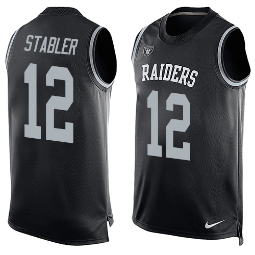 Men's Nike Oakland Raiders #12 Kenny Stabler Limited Black Player Name & Number Tank Top NFL Jersey