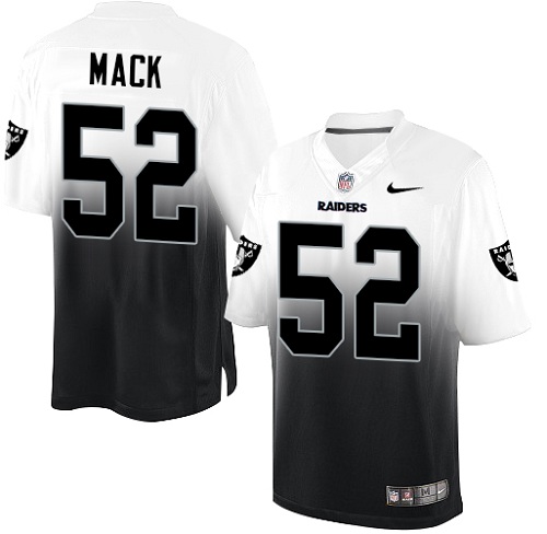 Men's Nike Oakland Raiders #52 Khalil Mack Elite White/Black Fadeaway NFL Jersey