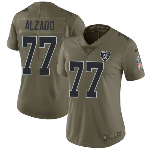 Women's Nike Oakland Raiders #77 Lyle Alzado Limited Olive 2017 Salute to Service NFL Jersey