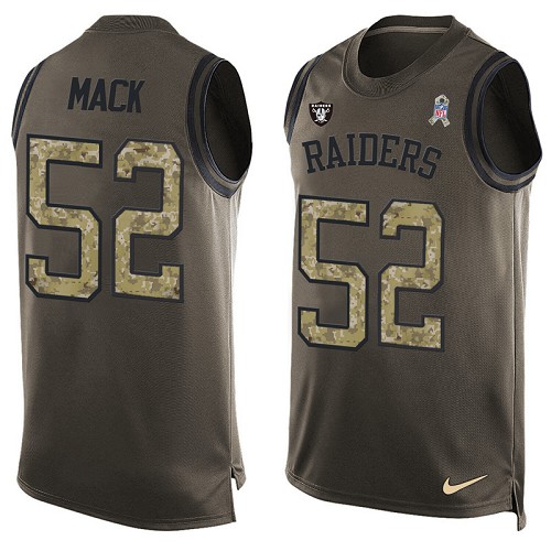 Men's Nike Oakland Raiders #52 Khalil Mack Limited Green Salute to Service Tank Top NFL Jersey