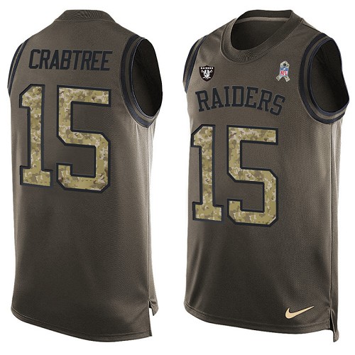 Men's Nike Oakland Raiders #15 Michael Crabtree Limited Green Salute to Service Tank Top NFL Jersey