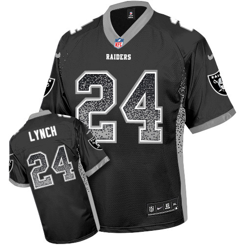 Men's Nike Oakland Raiders #24 Marshawn Lynch Elite Black Drift Fashion NFL Jersey