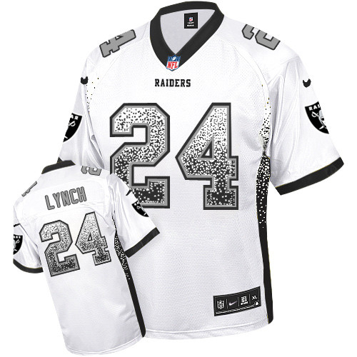 Men's Nike Oakland Raiders #24 Marshawn Lynch Elite White Drift Fashion NFL Jersey