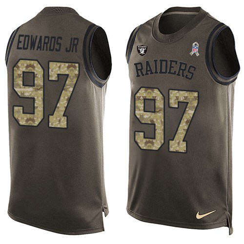 Men's Nike Oakland Raiders #97 Mario Edwards Jr Limited Green Salute to Service Tank Top NFL Jersey