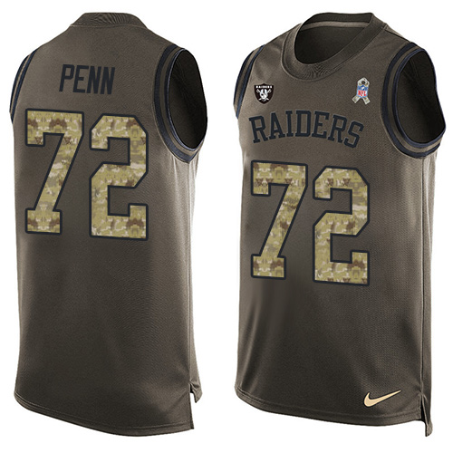 Men's Nike Oakland Raiders #72 Donald Penn Limited Green Salute to Service Tank Top NFL Jersey