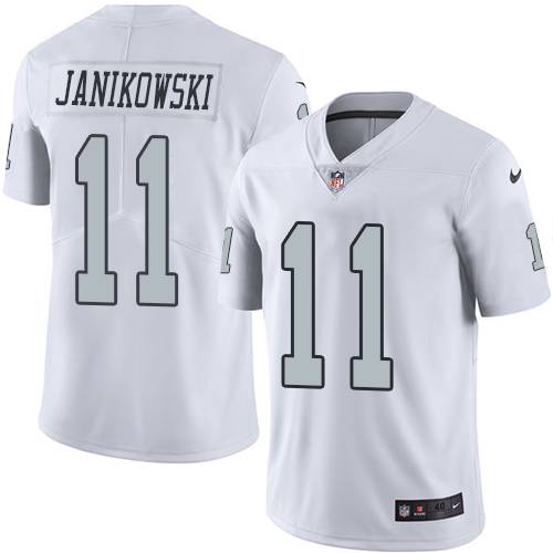 Men's Nike Oakland Raiders #11 Sebastian Janikowski Elite White Rush Vapor Untouchable NFL Jersey