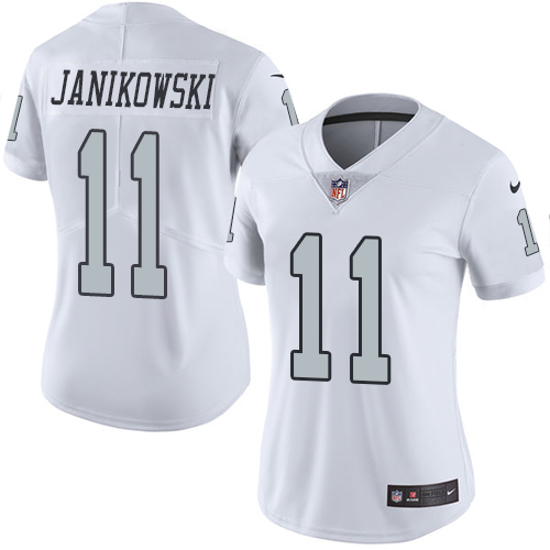 Women's Nike Oakland Raiders #11 Sebastian Janikowski Elite White Rush Vapor Untouchable NFL Jersey