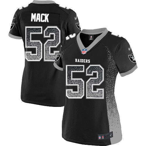 Women's Nike Oakland Raiders #52 Khalil Mack Elite Black Drift Fashion NFL Jersey
