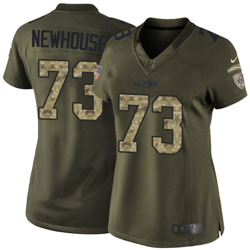 Women's Nike Oakland Raiders #73 Marshall Newhouse Limited Green Salute to Service NFL Jersey